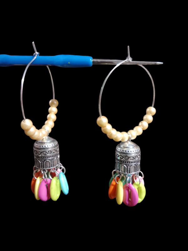 Hoop Cowri Jhumka Earring - Image 2