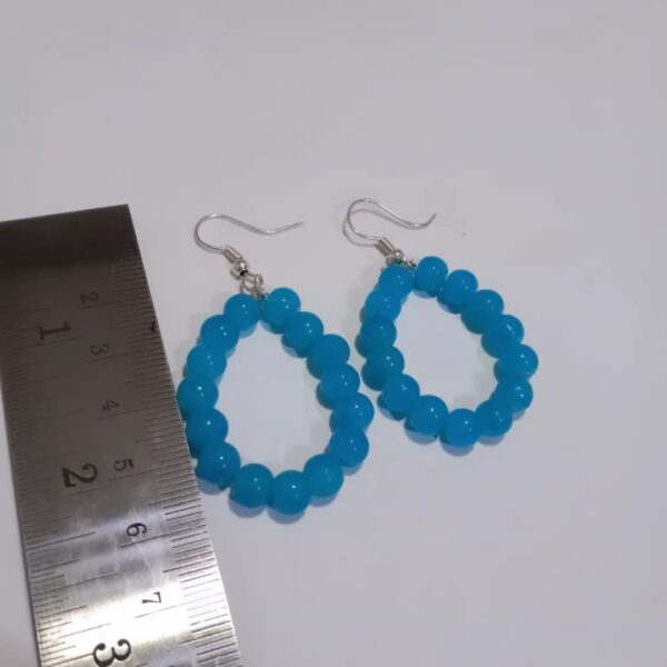 Glass Bead Drop Hoop Earring - Image 2