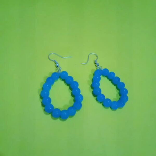 Glass Bead Drop Hoop Earring - Image 3