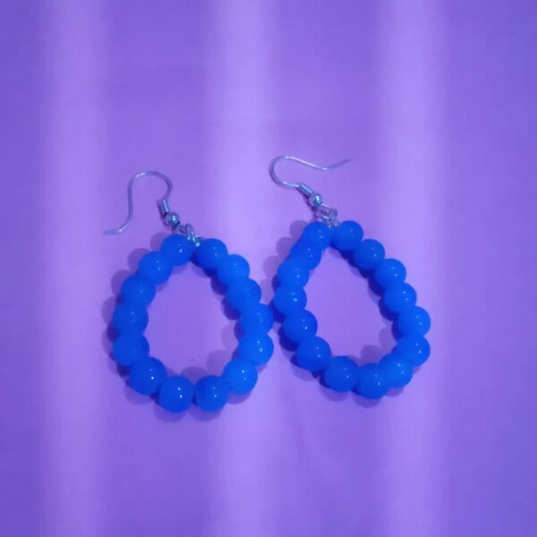 Glass Bead Drop Hoop Earring - Image 4