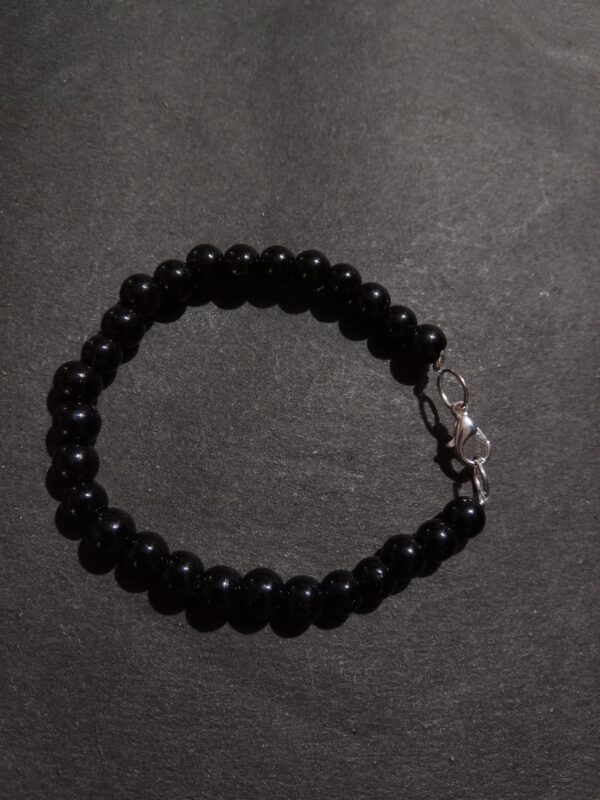 Midnight Elegance Handmade Black Glass Bead Bracelet